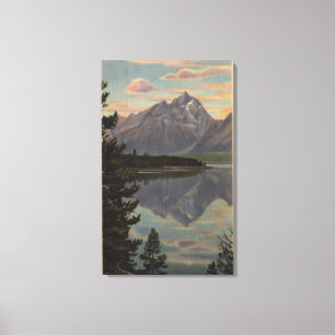 Lienzo Idaho - reflexión magnífica de Teton en el lago