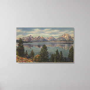 Lienzo Idaho - vista de la gama de Teton y del lago