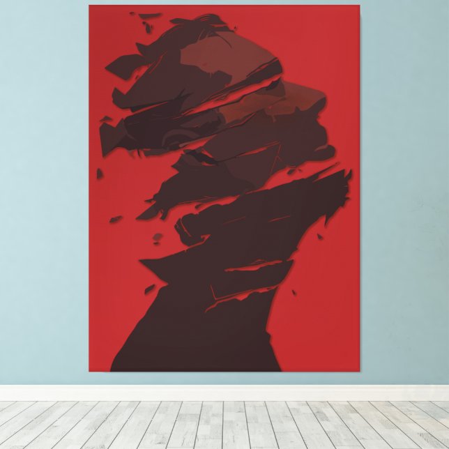 Lienzo Identidad Fragmentada en Tonos de Rojo (Insitu (piso de madera))