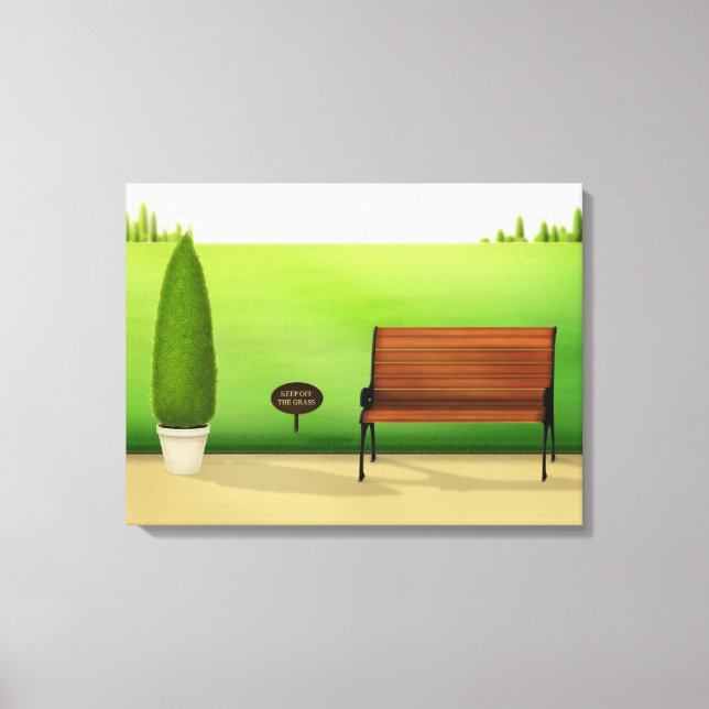 Lienzo Idílica escena del parque con el Rótulo "Mantente  (Anverso)