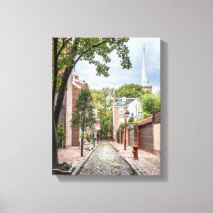 Lienzo Iglesia de Philly y callejón del guijarro pequeño