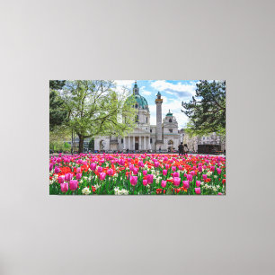 Lienzo Iglesia de San Carlos en primavera en Viena, Austr