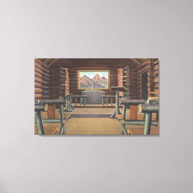 Lienzo Iglesia del Pequeño Log en la Vista del Río Snake (Anverso)