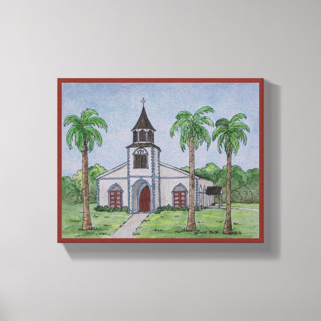 Lienzo Iglesia en Runaway Bay, Jamaica (Anverso)