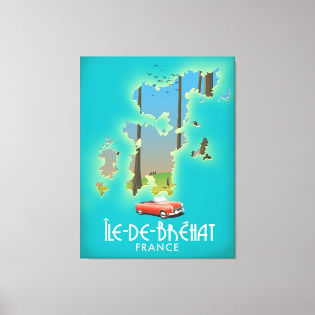 Lienzo Île-de-Bréhat, afiche de viajes de estilo vintage  (Anverso)