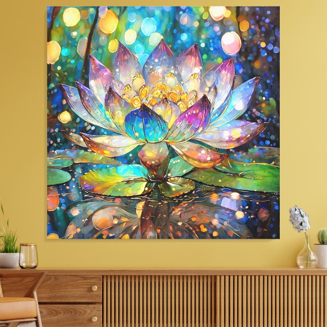 Lienzo Illuminated Blooming Lotus Flower (Insitu (Sala de estar))