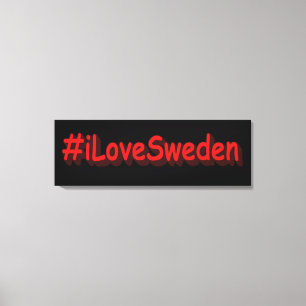 Lienzo "iLoveSweden" (Yo amo Suecia) diseño bonito. ¡Hazt