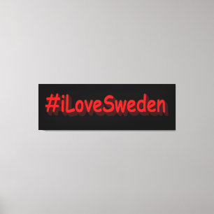 Lienzo "iLoveSweden" (Yo amo Suecia) diseño bonito. ¡Hazt