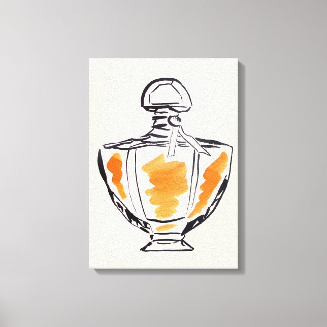 Lienzo Ilustracion acuarela de moda de botella Perfume (Anverso)