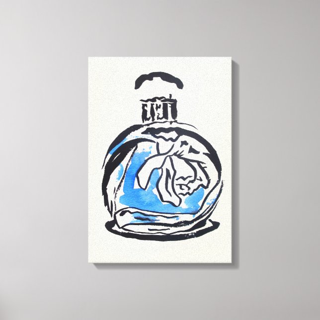 Lienzo Ilustracion acuarela de moda de botella Perfume (Anverso)