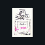 Lienzo Ilustracion acuarela de moda de botella Perfume<br><div class="desc">Un ilustracion de moda de una obra de arte original de la artista Sacha Grossel de una botella de perfume rosa vintage. Este ilustracion acuático de una marca de perfume de lujo es de estilo pop art y el color de fondo es personalizable.</div>