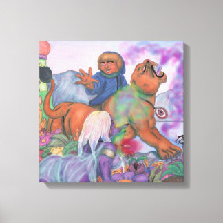 Lienzo Ilustracion acuarela Fantasy Love Eros monta gato