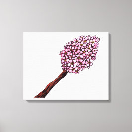 Lienzo ilustracion acuarela flores de cerezo rosa zen