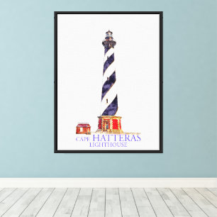 Lienzo Ilustracion acuático Faro de Cape Hatteras
