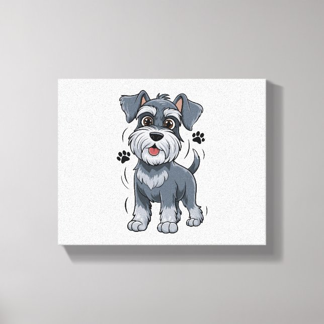 Lienzo Ilustración adorable de cachorro de Schnauzer con  (Anverso)