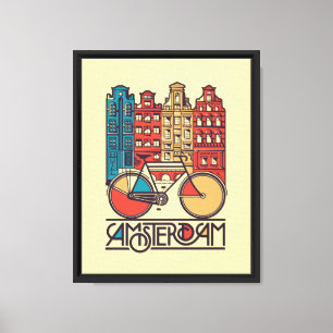 Lienzo Ilustracion Ámsterdam Cityscape