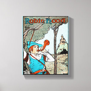 Lienzo Ilustración antigua de Robin Hood y sus hombres al