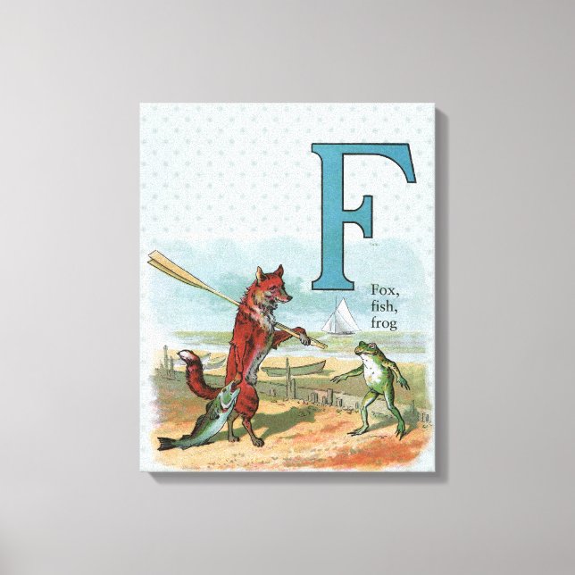 Lienzo Ilustracion antiguo de pesca de rana Fox (Anverso)