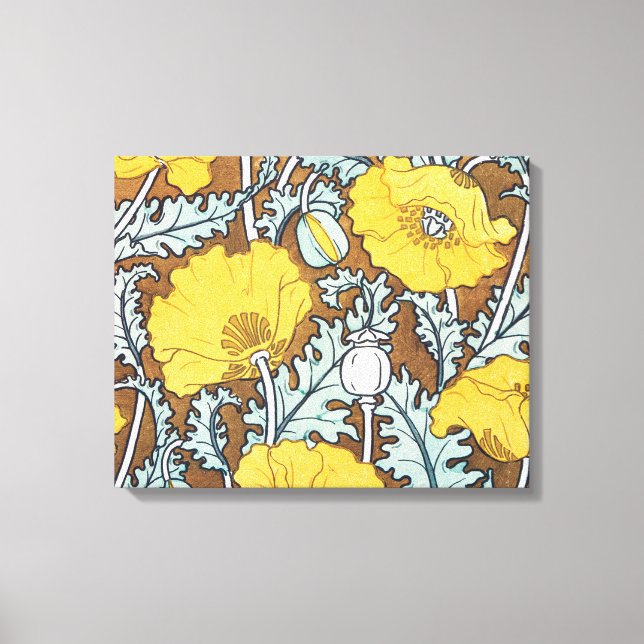 Lienzo Ilustración Art Nouveau Amapola Flor Amarilla (Anverso)