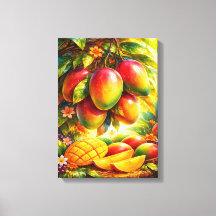 Ilustración Artística de Mangos en un Huerto