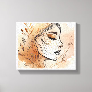 Lienzo Ilustracion artístico de la cara de la mujer