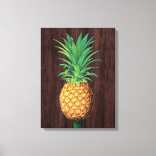 Lienzo Ilustracion botánico de piña contra la caoba