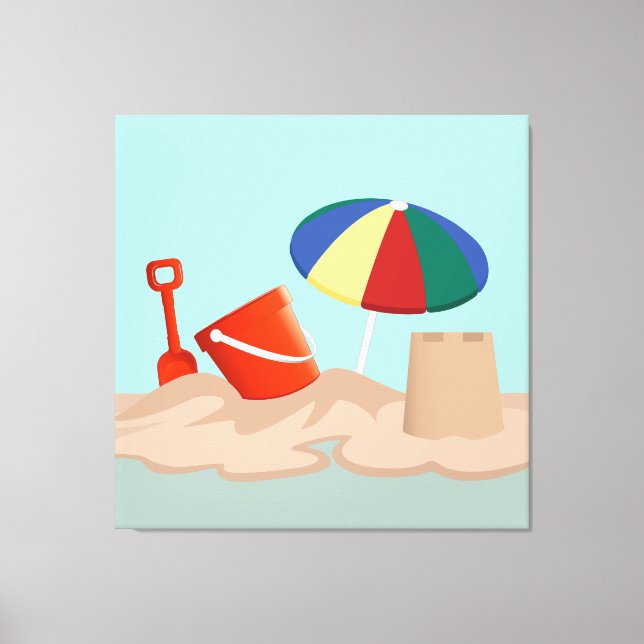 Lienzo Ilustracion Bucket and Spade Beach Scene (Anverso)