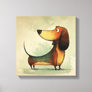 Lienzo Ilustración caprichosa de perro - Dachshund adorab