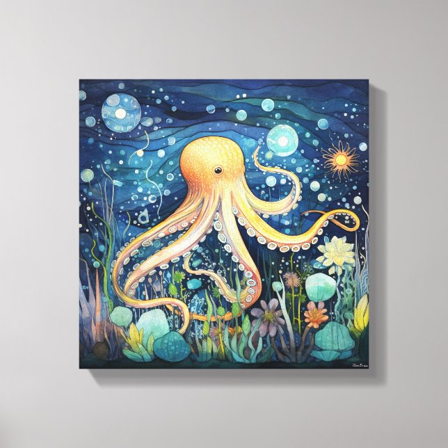 Lienzo Ilustración caprichosa de pulpo (Anverso)