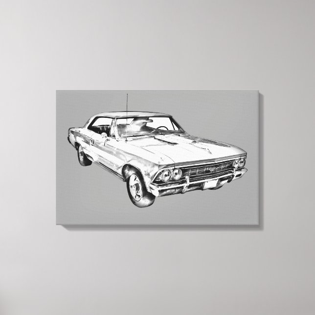 Lienzo ilustracion Chevy Chevelle SS 396 de 1966 (Anverso)