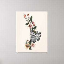 Lienzo Ilustracion Cute Botanical Koala Beary Watercolor