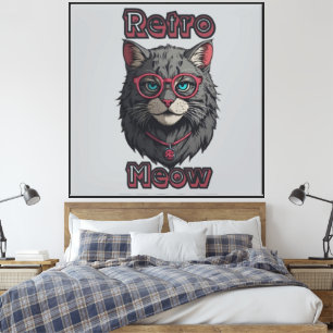 Lienzo Ilustracion de anime de gato gris y salvaje minima