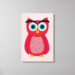 Lienzo Ilustración de búho rosa lindo