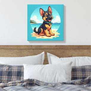Lienzo Ilustración de cachorro de pastor alemán lindo en
