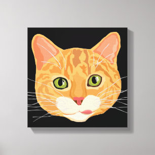 Lienzo Ilustracion de cara de gato Naranja suave