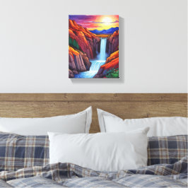 Lienzo Ilustración de cascada por la noche
