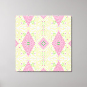 Lienzo Ilustración de Chintz Bohemio en Verde Rosa para G