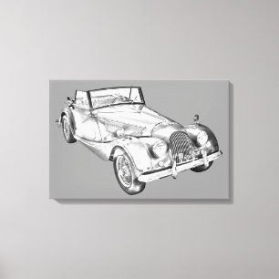Lienzo ilustracion de coche deportivo Morgan Plus 4 1964