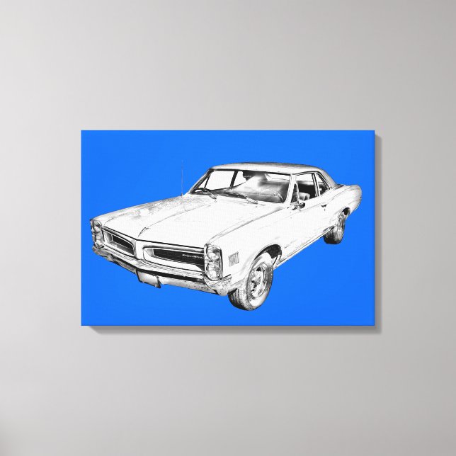 Lienzo ilustracion de coches Pontiac Lemans 1966 (Anverso)