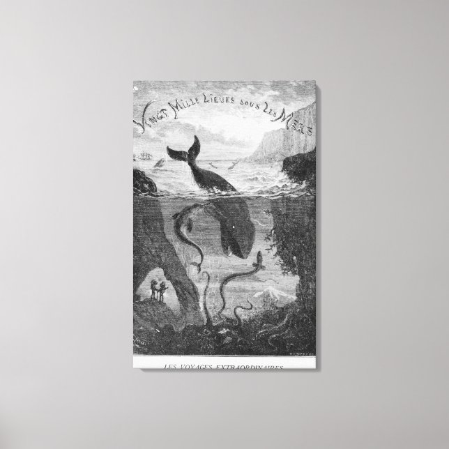 Lienzo Ilustracion de cubierta "20.000 leguas bajo el mar (Anverso)