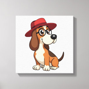 Lienzo Ilustración de dibujo animado de Basset Hound vint