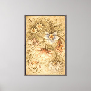 Lienzo Ilustración de flores botánicas vintage