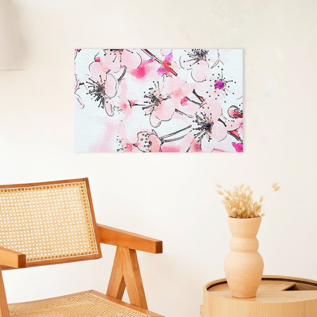 Lienzo Ilustración de flores de cerezo en acuarela de pri (Subido por el creador)