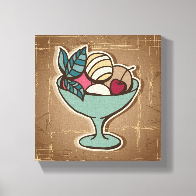 Lienzo Ilustracion de helados de estilo retro (Anverso)