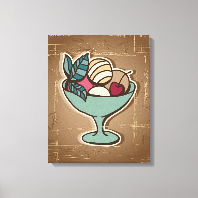 Lienzo Ilustracion de helados de estilo retro (Anverso)
