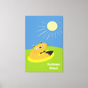 Lienzo Ilustración de humor de gato introvertido acogedor