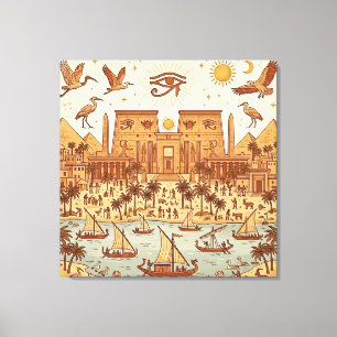 Lienzo Ilustración de la ciudad del antiguo Egipto Boho-T