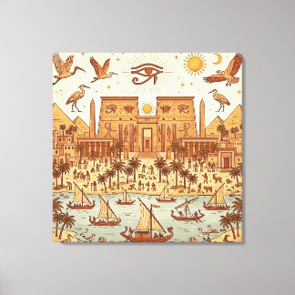Lienzo Ilustración de la ciudad del antiguo Egipto Boho-T