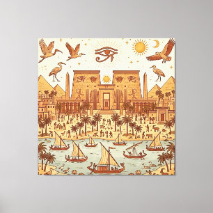 Lienzo Ilustración de la ciudad del antiguo Egipto Boho-T