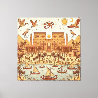Lienzo Ilustración de la ciudad del antiguo Egipto Boho-T